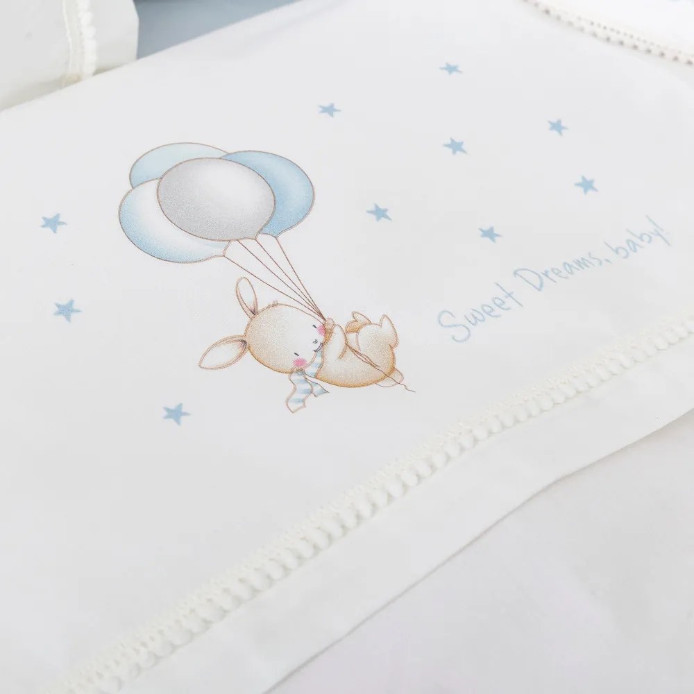 Σετ Σεντόνια Κούνιας Sweet Dreams Baby Λευκό/Σιελ 2x(120x160) + 1x(30x40) - Borea Home