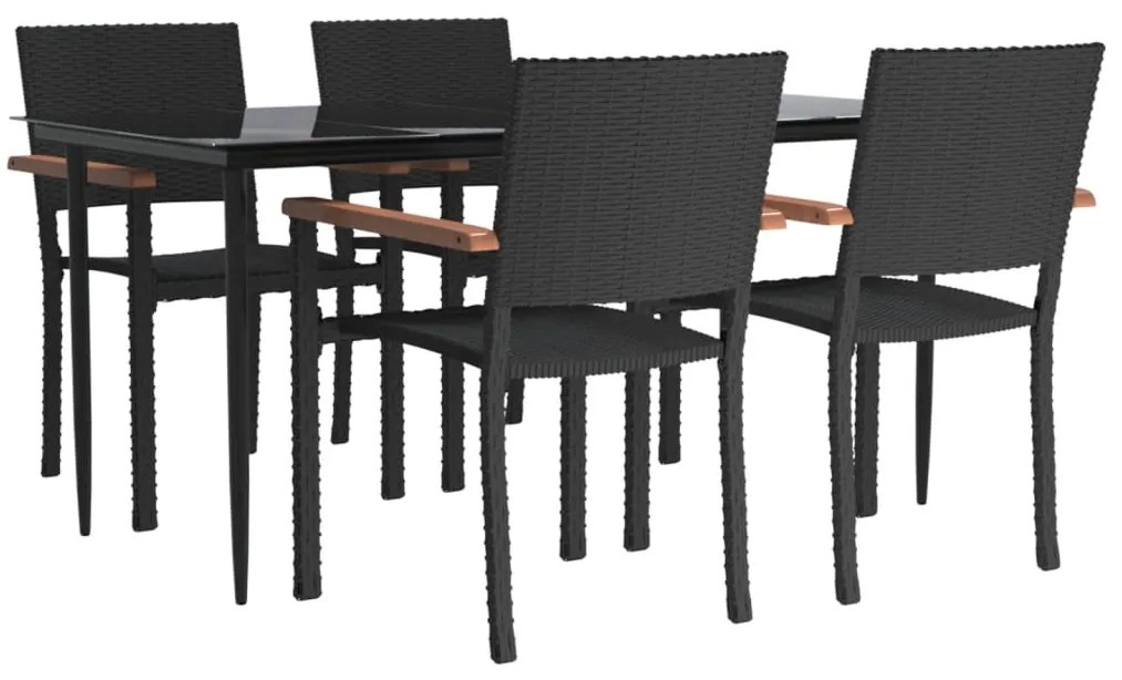 vidaXL Σετ Τραπεζαρίας Κήπου 5 Τεμαχίων Μαύρο από Συνθετικό Ρατάν