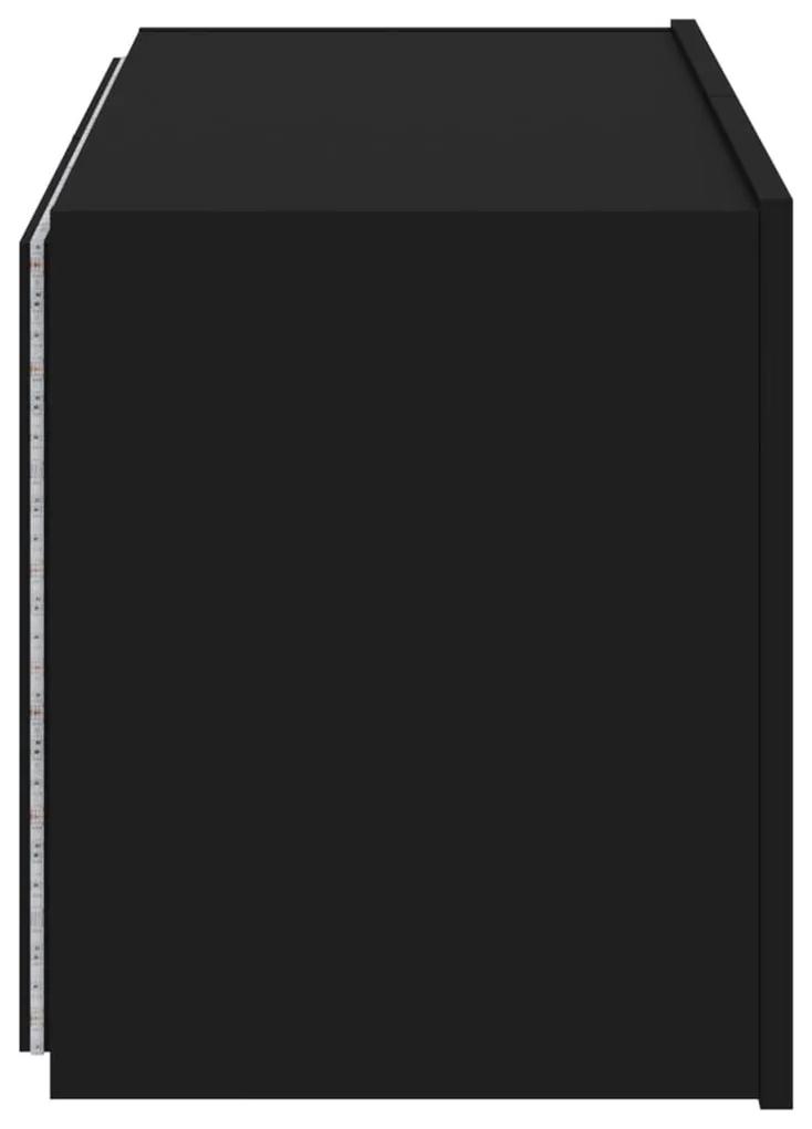 Έπιπλο Τοίχου Τηλεόρασης με LED Μαύρο 80x35x41 εκ. - Μαύρο