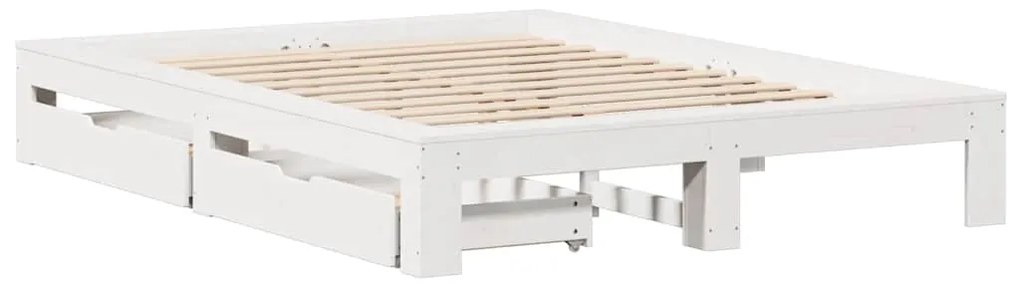 vidaXL Σκελετός Κρεβ. Χωρίς Στρώμα Λευκό 140x190 εκ Μασίφ Πεύκο