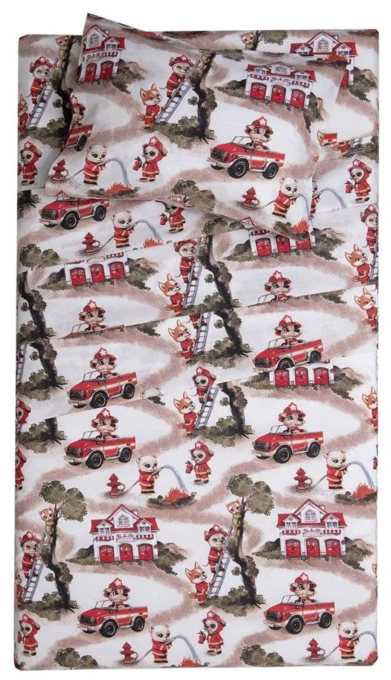 Σεντόνια Βρεφικά Μάρσαλ (Σετ 2τμχ) Beige-Red Viopros Λίκνου 80x100cm 100% Βαμβάκι