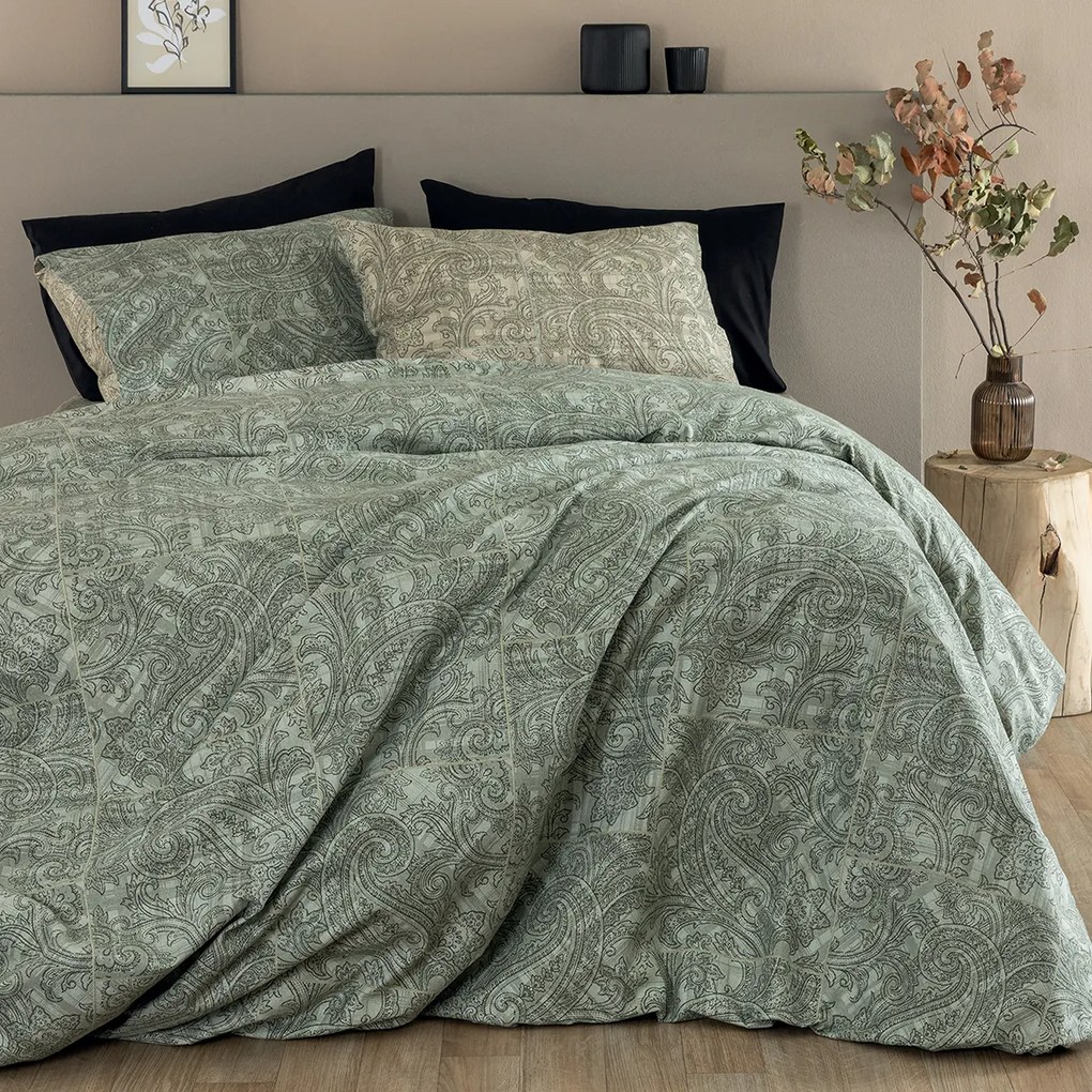 Φανελένια Σεντόνια Μονά (Σετ) Palamaiki Flannel FB0241 Βεραμάν Με Λάστιχο 110x200+32