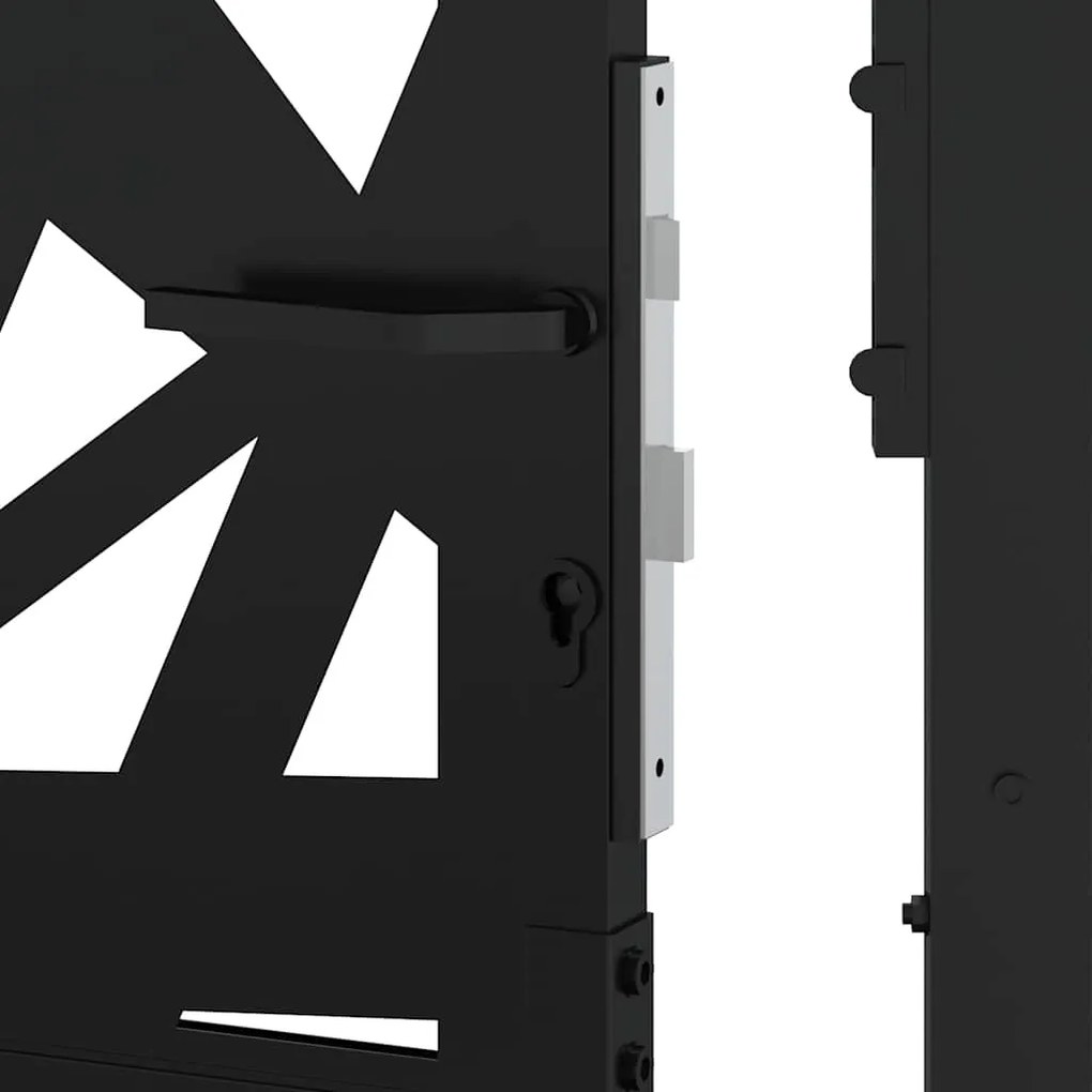 Πύλη κήπου Μαύρη 105x180 cm Ατσάλινη ελαφριά σχεδίαση - Μαύρο