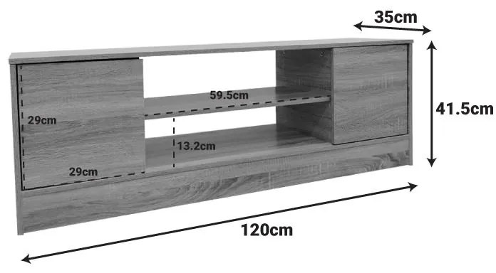 Έπιπλο τηλεόρασης Sasa σε oak-ανθρακί απόχρωση 120x35x41.5εκ 120x35x41.5 εκ.