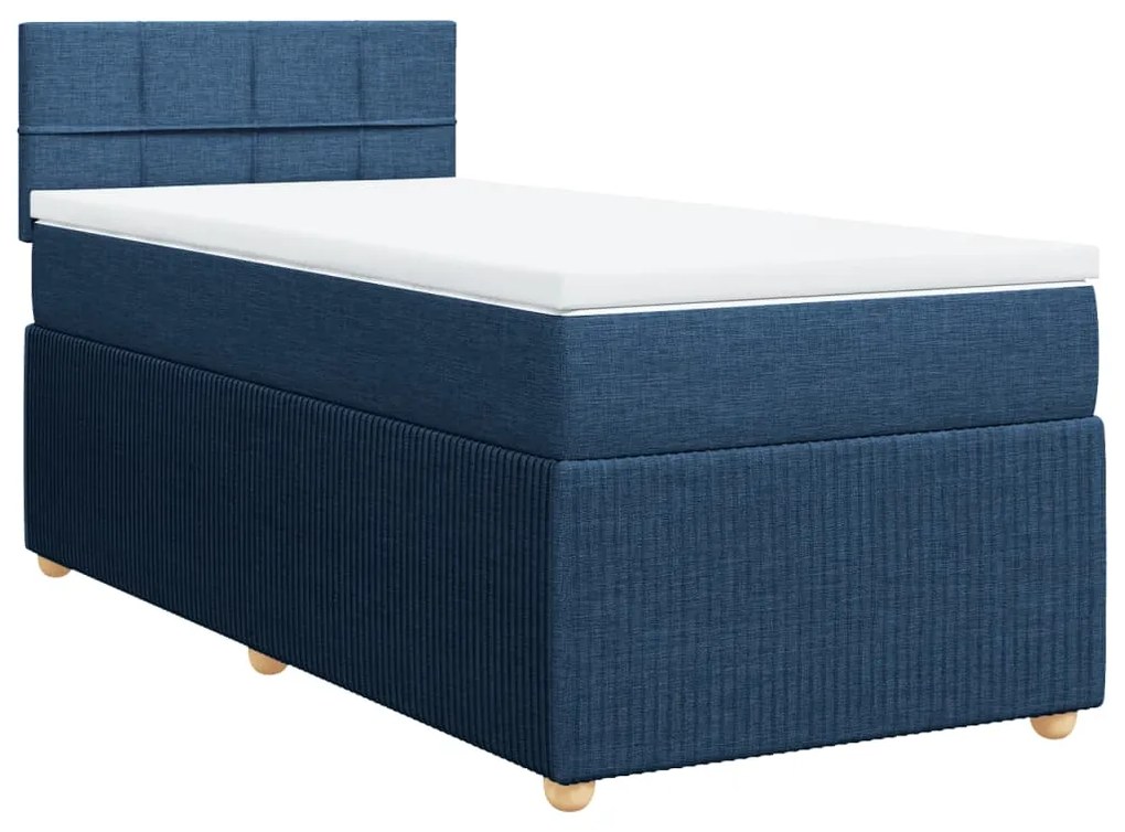 vidaXL Κρεβάτι Boxspring με Στρώμα Μπλε 80x200 εκ. Υφασμάτινο