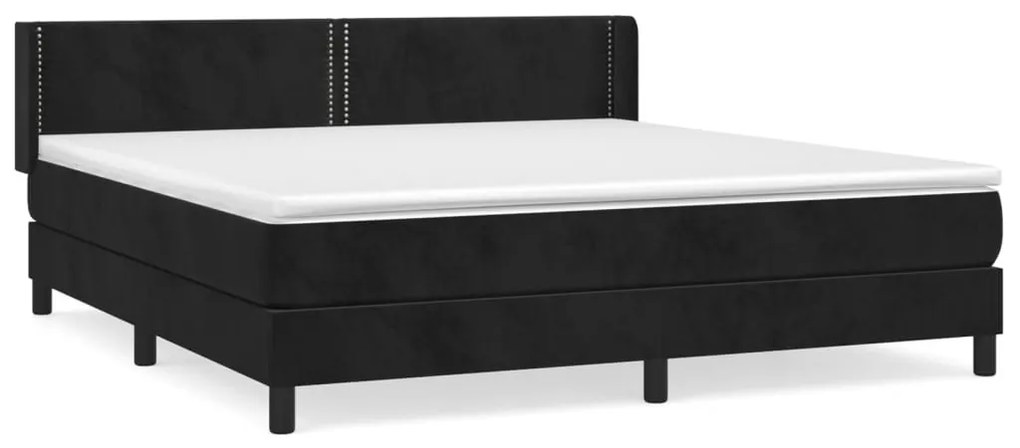 Κρεβάτι Boxspring με Στρώμα Μαύρο 180x200 εκ. Βελούδινο - Μαύρο