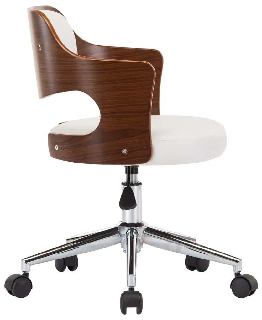Καρέκλα Γραφείου Περιστρεφόμενη Λευκή Λυγισ. Ξύλο/Συνθετ. Δέρμα - Λευκό