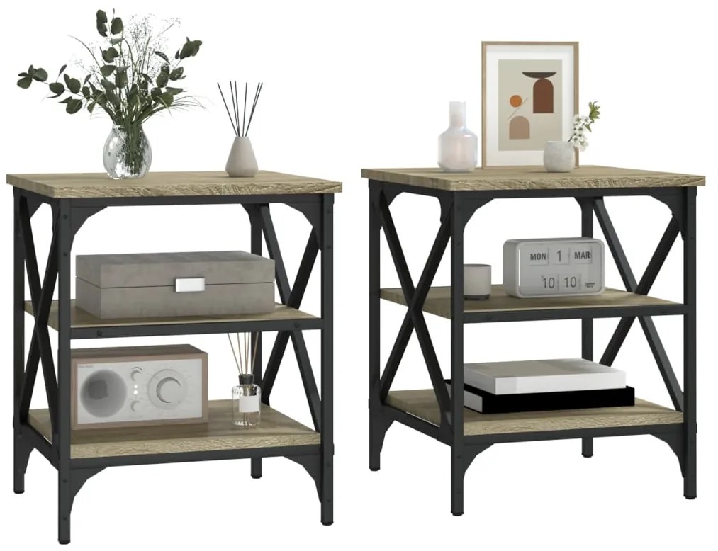 vidaXL Βοηθητικά Τραπέζια 2 τεμ. Sonoma Δρυς 40x42x50 εκ. Επεξ. Ξύλο