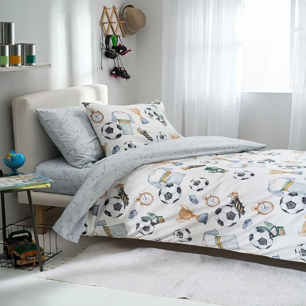 Σεντόνια Παιδικά Football (Σετ 3τμχ) Multi Vesta Home Μονό 170x260cm 100% Cotton