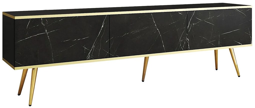 Έπιπλο τηλεόρασης ORO  Μάρμαρο + χρυσό 175x53x32cm