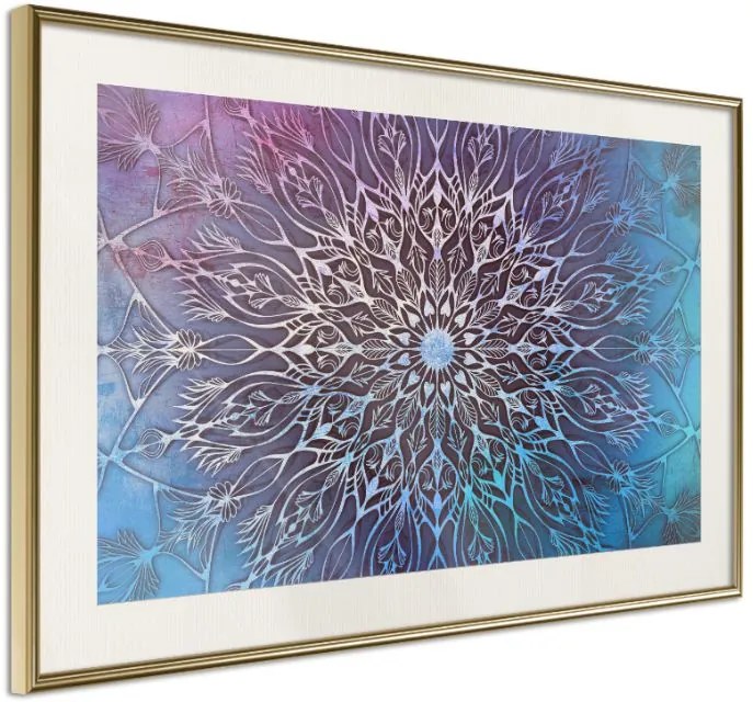 Αφίσα - Blue and Pink Mandala - 60x40 - Χρυσό - Με πασπαρτού