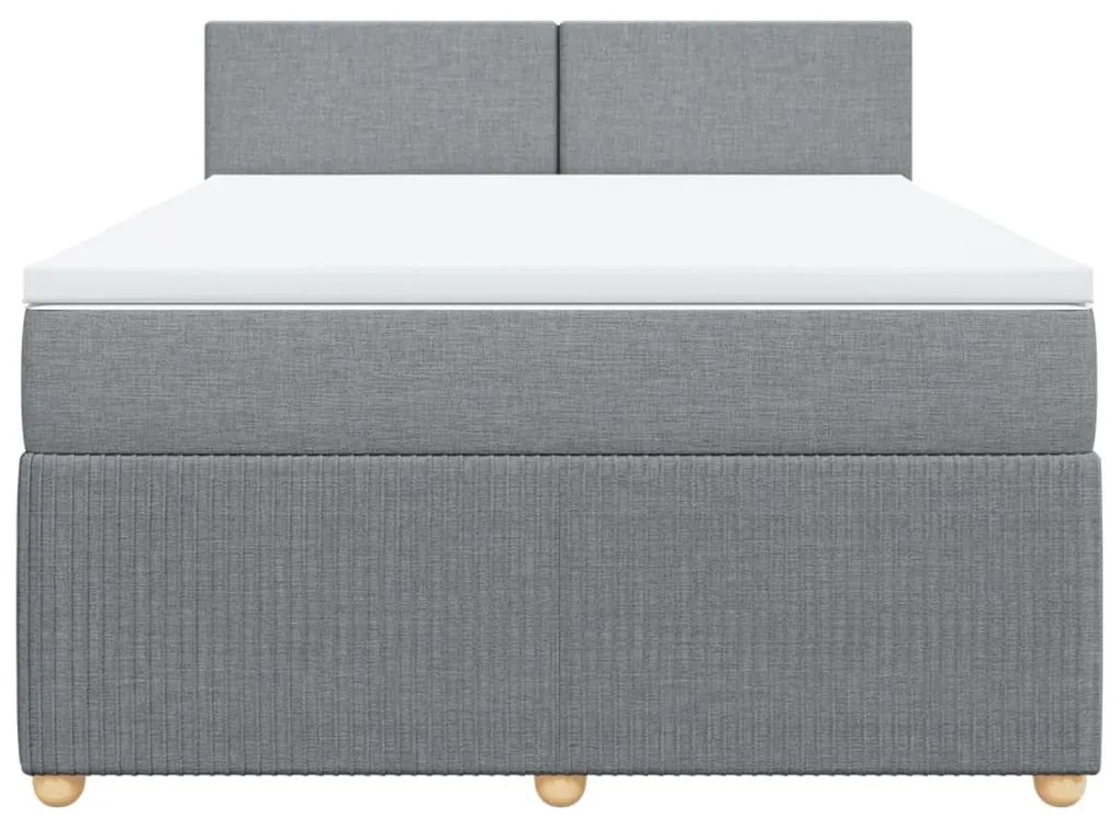 Κρεβάτι Boxspring με Στρώμα Ανοιχτό Γκρι 140x190 εκ. Υφασμάτινο - Γκρι