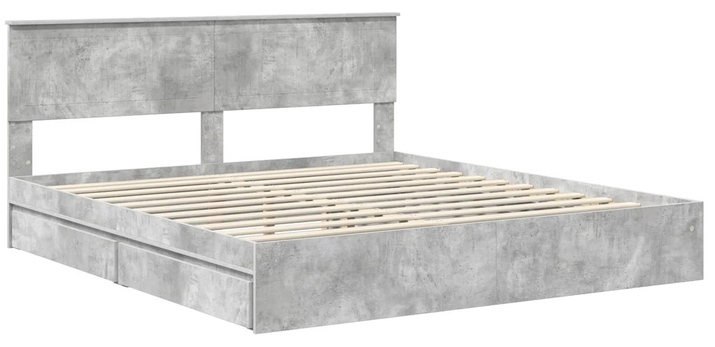 vidaXL Κρεβάτι Αποθήκης Σκυρόδεμα Γκρι 180 x 200 cm Επεξεργασμένο ξύλο