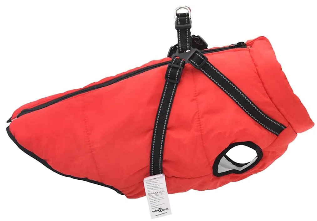 vidaXL Μπουφάν Σκύλου με ιμάντα Κόκκινο 6XL Φλις και Πολυεστέρας