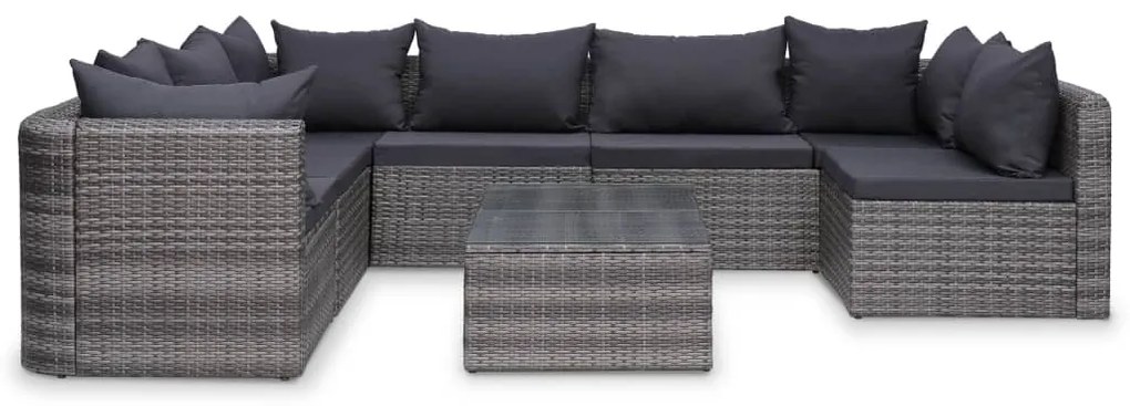 vidaXL Σαλόνι Κήπου 10 Τεμαχίων Γκρι από Συνθετικό Ρατάν με Μαξιλάρια