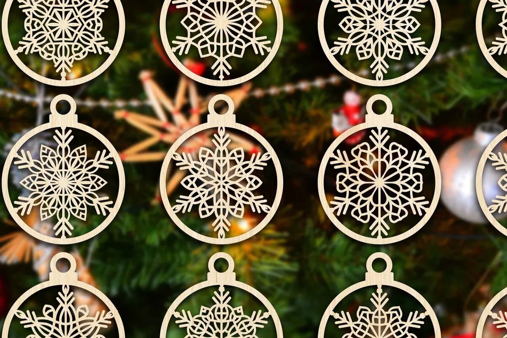 Σετ των 3 Intra απο ξύλο plywood 3mm-4mm πάχος Χριστουγεννιάτικο στολίδι Δίασταση 8x8 cm INTRAFABR-79666779