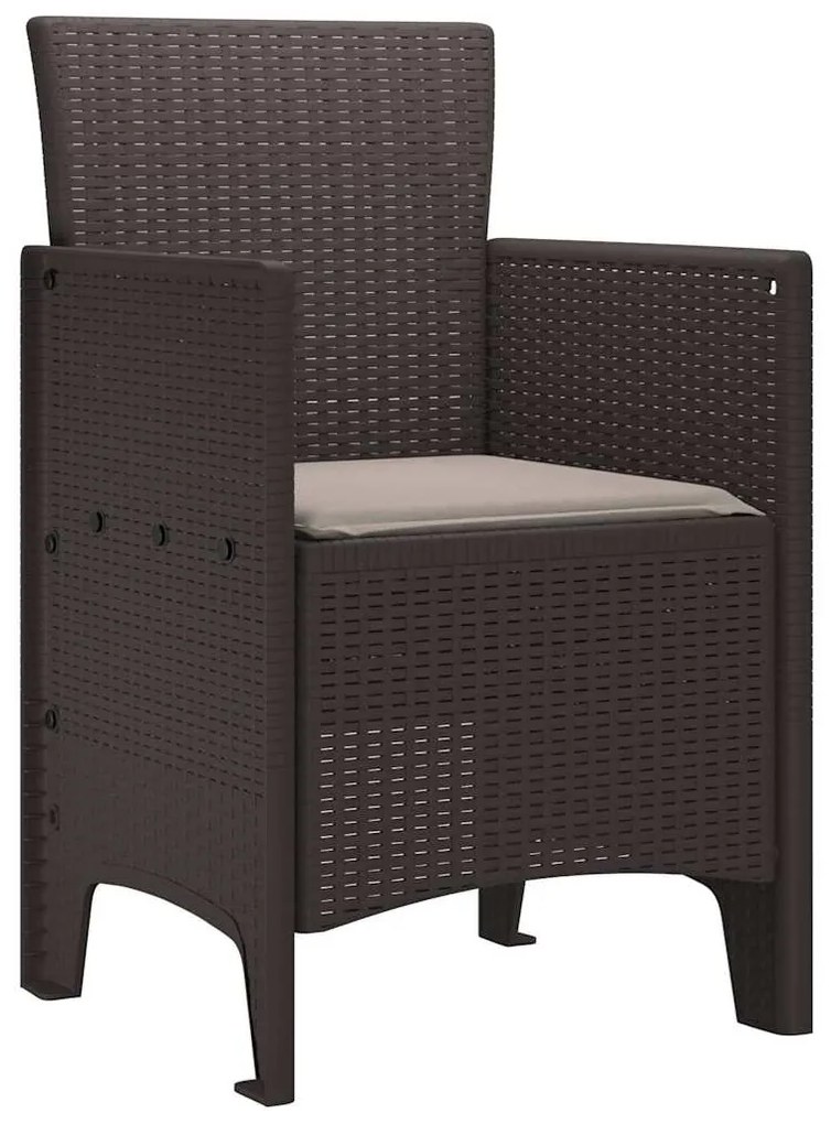vidaXL Καρέκλα Κήπου 2 pcs Καφέ 53 x 49 x 85 εκ. PP
