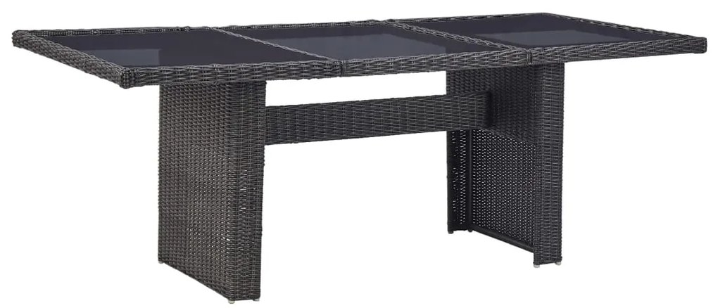 vidaXL Τραπεζαρία Κήπου Μαύρη 200x100x74 εκ. από Γυαλί/Συνθετικό Ρατάν