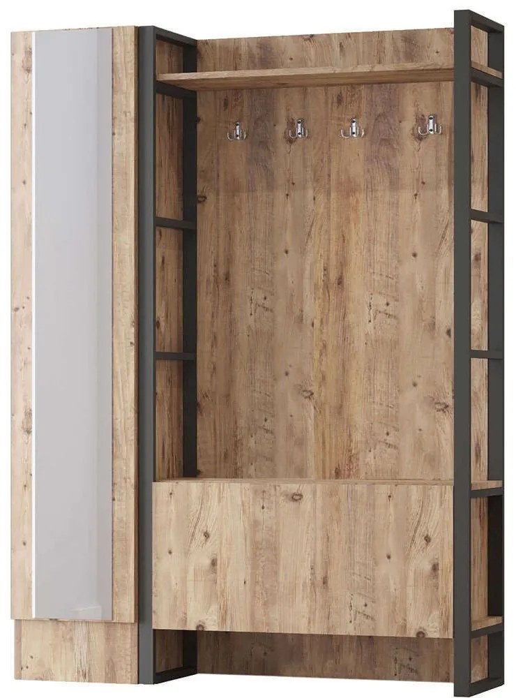 Έπιπλο Εισόδου 956LCS2814 125,5x35,5x180cm Pine Μοριοσανίδα, Μέταλλο