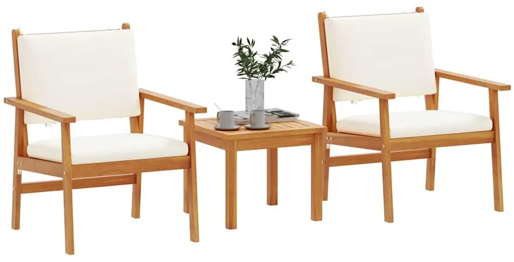 vidaXL Σετ Καναπέ Κήπου 3 pcs Καφέ 45 x 45 x 38 εκ. Μασίφ ξύλο ακακίας