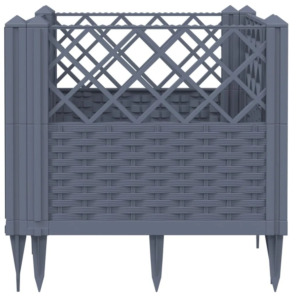 vidaXL Ζαρντινιέρα με Πασσάλους Μπλε Γκρι 43,5x43,5x43,5 εκ. Πολυπροπυλένιο