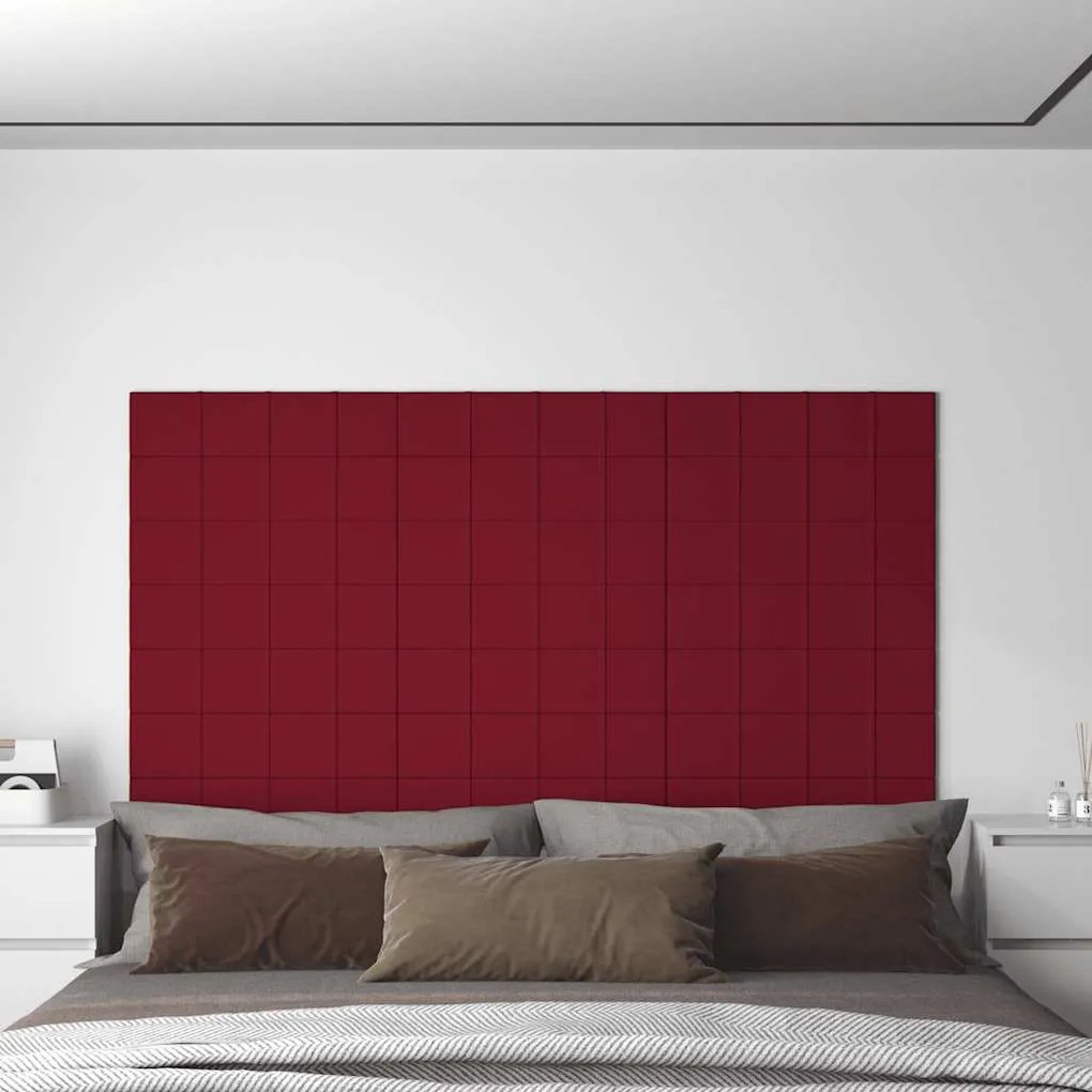 vidaXL Πάνελ Τοίχου 12 τεμ. Μπορντό 60x15 εκ. 1,08 μ² Βελούδινα