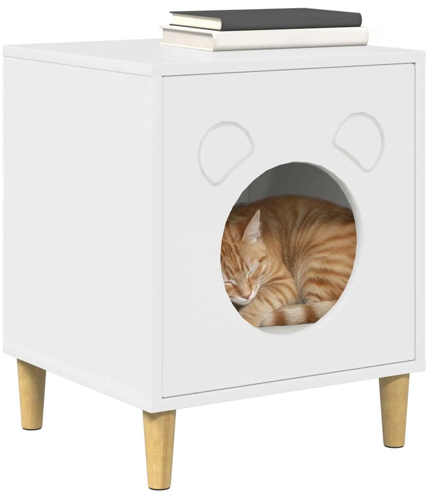 vidaXL Σπίτι Γάτας Λαμπερό Λευκό 42,5 x 40 x 52,5 εκ