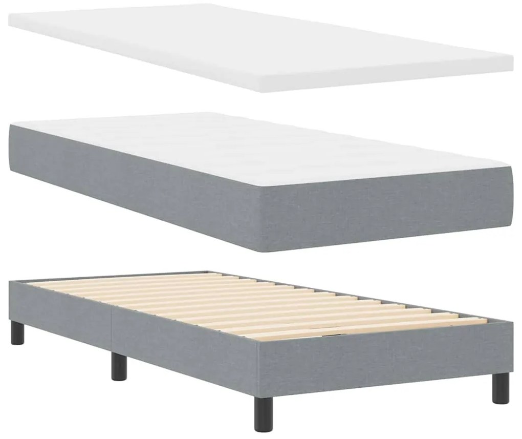 vidaXL Κρεβάτι box spring με στρώμα Ανοιχτό γκρι 100 x 200 cm ύφασμα