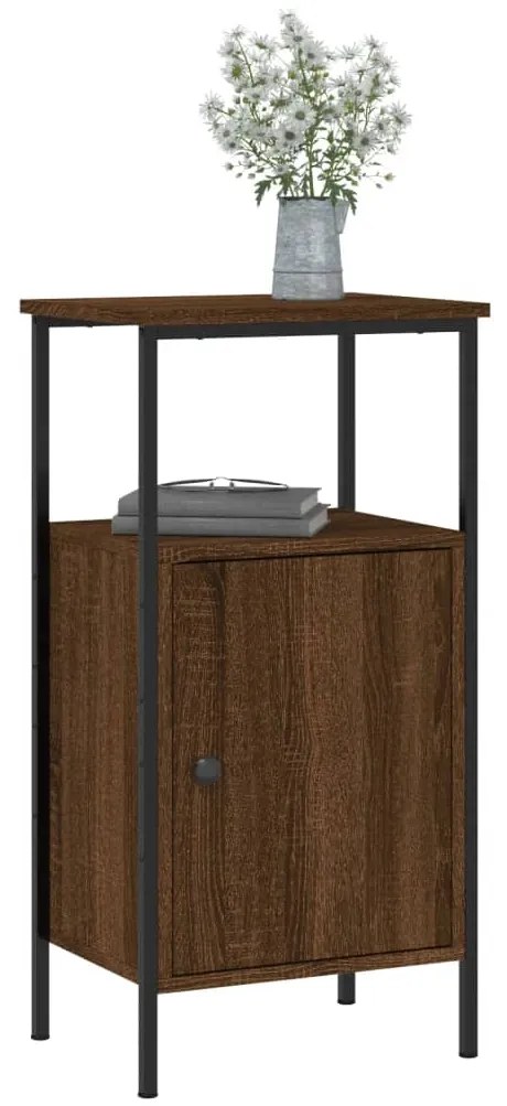 vidaXL Κομοδίνα 2 τεμ. Καφέ Δρυς 41 x 31 x 80 εκ. από Επεξεργ. Ξύλο