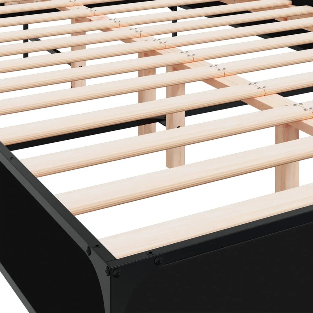 vidaXL Πλαίσιο Κρεβατιού Μαύρο 160 x 200 εκ. Επεξ. Ξύλο &amp; Μέταλλο