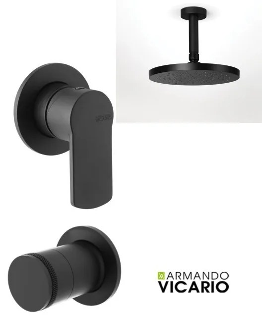 Armando Vicario GLAM Μίκτης εν/μού &amp; La Torre εκτροπέας περ/φικός 3 εξ &amp; Αν/μενη κεφαλή Φ30εκ &amp; μπράτσο οροφής 10εκ Black Matt