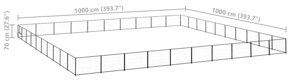 vidaXL Σπιτάκι Σκύλου Μαύρο 100 μ² Ατσάλινο