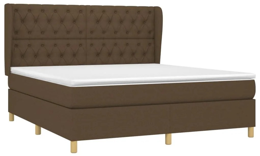 Κρεβάτι Boxspring με Στρώμα Σκούρο Καφέ 160x200 εκ Υφασμάτινο - Καφέ