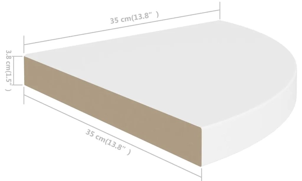 Ράφια Τοίχου Γωνιακά 4 τεμ. Άσπρα 35x35x3,8 εκ. MDF 323918