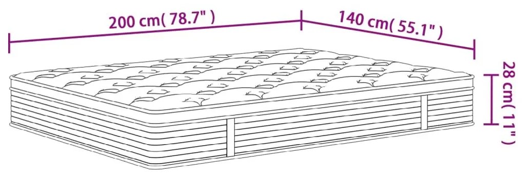 Στρώμα με Pocket Springs Μεσαία 140x200 εκ. - Λευκό