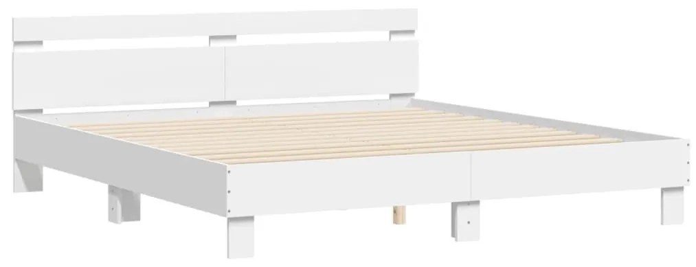 Πλαίσιο Κρεβατιού με Κεφαλάρι/LED Λευκό 160x200 εκ. - Λευκό