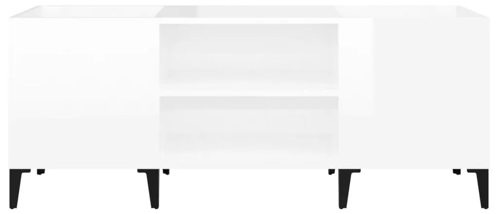 vidaXL Δισκοθήκη Γυαλιστερή Λευκή 121x38x48 εκ. από Επεξεργασμένο Ξύλο