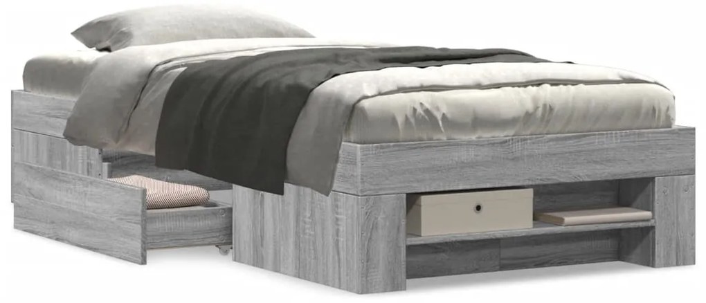 vidaXL Πλαίσιο Κρεβατιού Γκρι Sonoma 75x190 εκ. Επεξεργασμένο Ξύλο