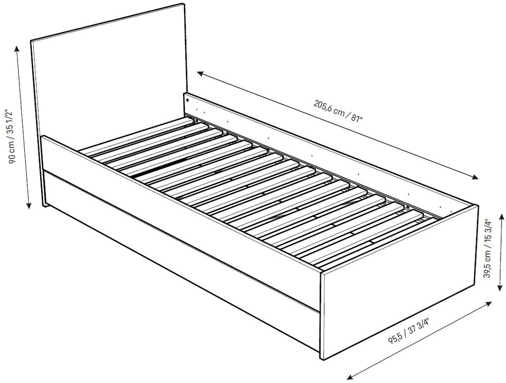 Κρεβάτι παιδικό Simple-Μαύρο - Λευκό