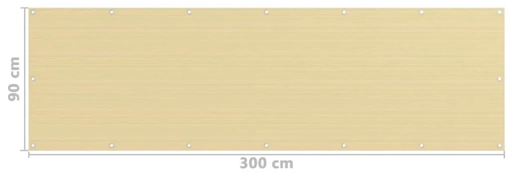 vidaXL Διαχωριστικό Βεράντας Μπεζ 90 x 300 εκ. από HDPE