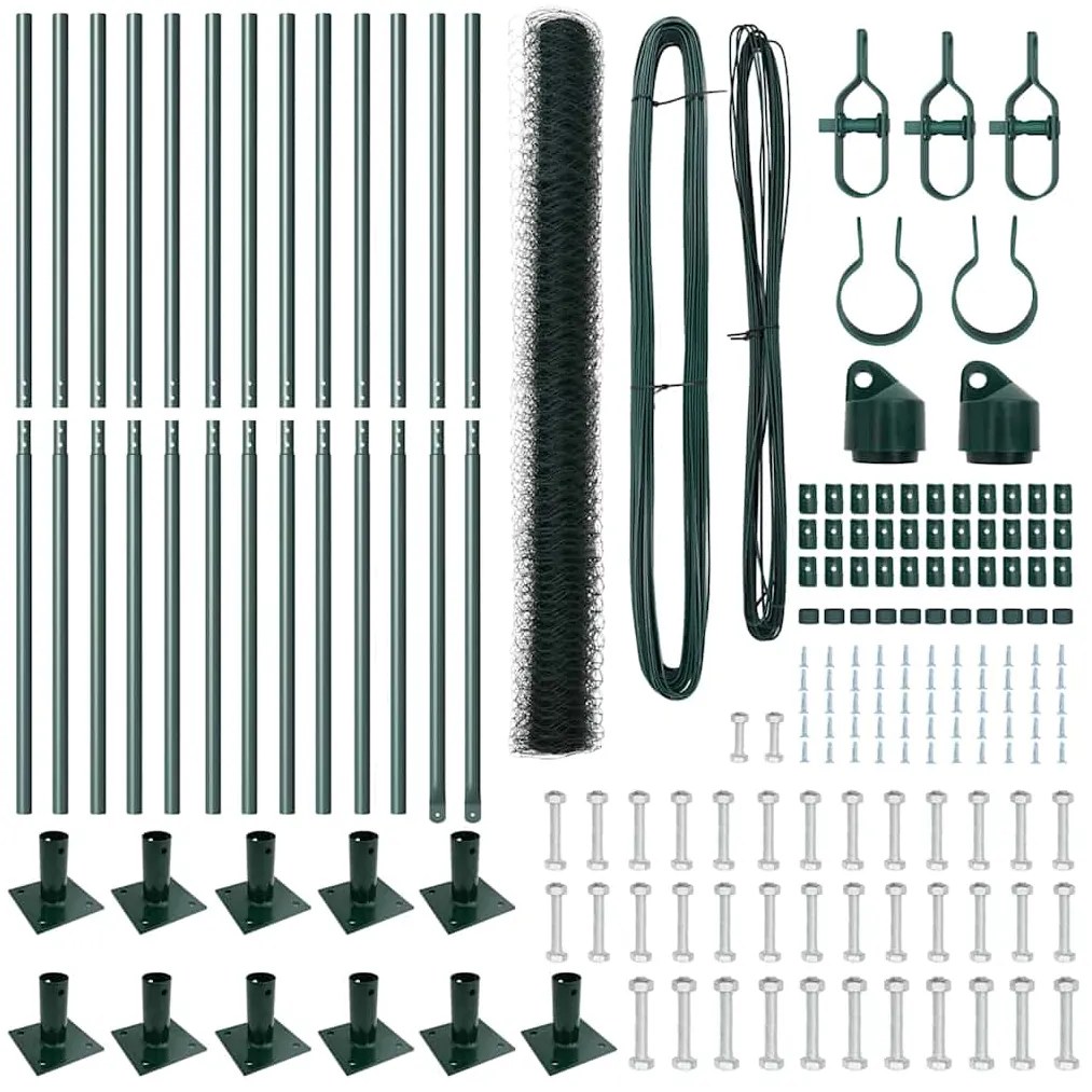 vidaXL Στύλος Περιφράξεων Πράσινο 25 x 1,6 μ (36 χλστ πλέγμα)