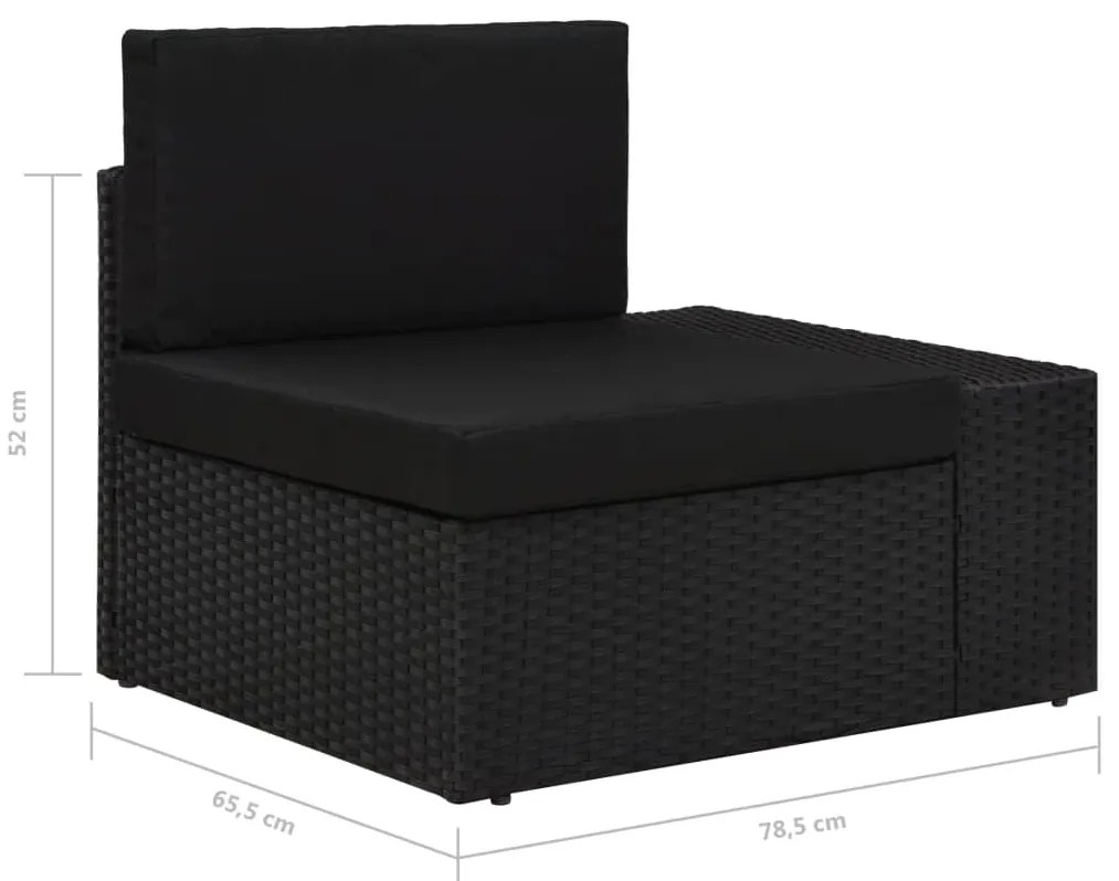 vidaXL Καναπές Γωνιακός Τμηματ. Μαύρος Συνθ. Ρατάν με Αριστερό Μπράτσο