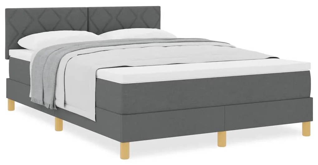 vidaXL Κρεβάτι box spring με στρώμα Σκούρο γκρι 140 x 190 cm ύφασμα