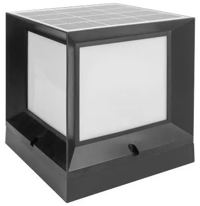 Ηλιακό Φωτιστικό Δαπέδου LED Μαύρο Κύβος 15x15 Πάνελ 6777 Spotlight-6777-Μαύρο 6777