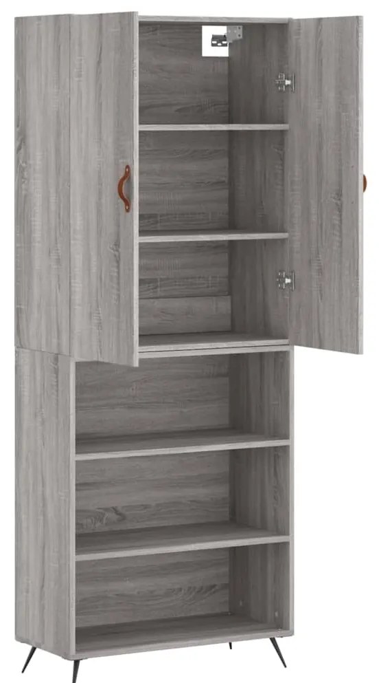 vidaXL Ντουλάπι Γκρι Sonoma 69,5 x 34 x 180 εκ. Επεξεργασμένο Ξύλο