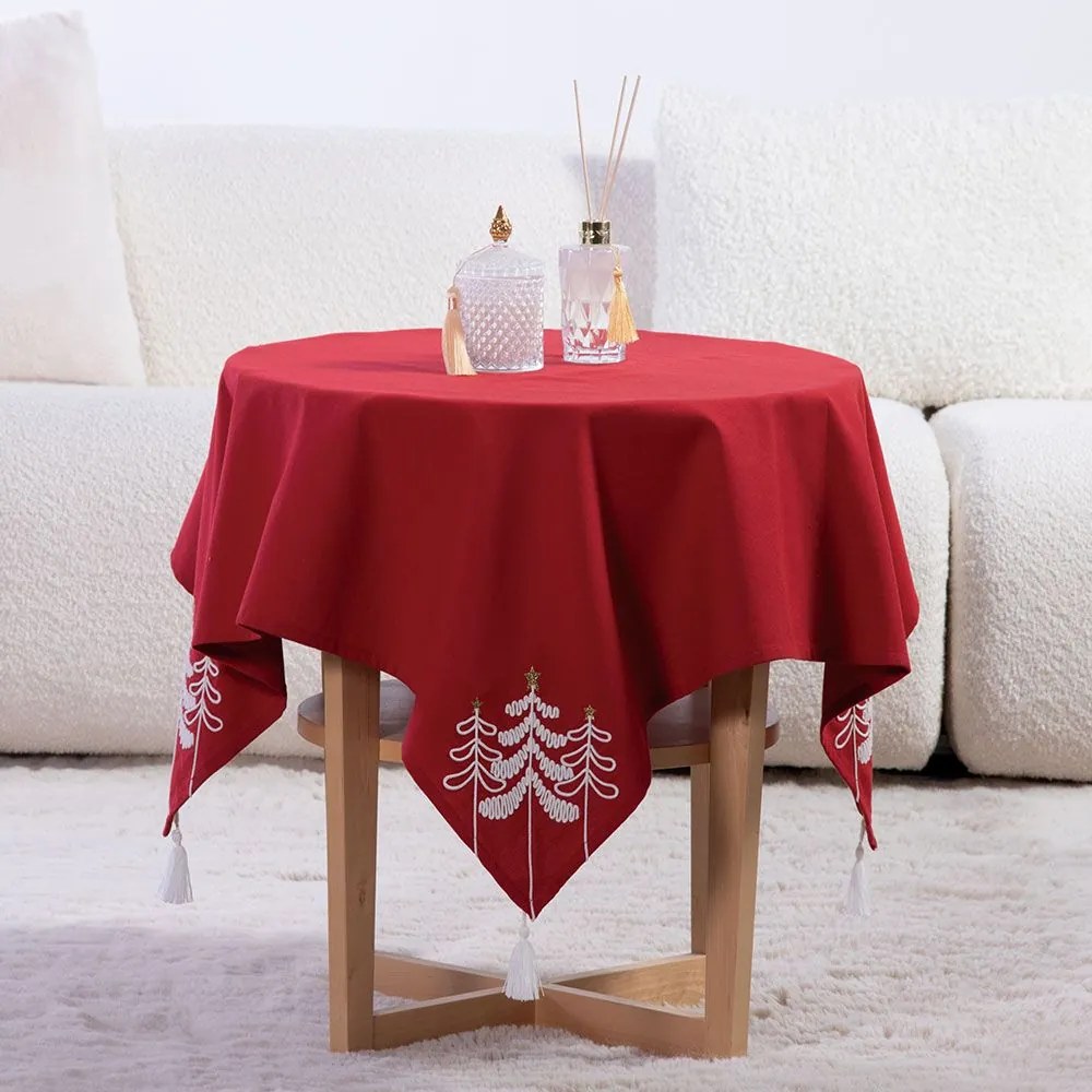 Τραπεζοκαρέ Χριστουγεννιάτικο Elegant Christmas Red Nef-Nef Homeware 100X100cm