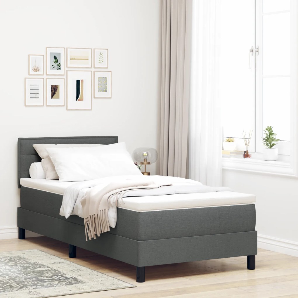 vidaXL Κρεβάτι Box Spring με Στρώμα Σκούρο Γκρι 80x200 εκ Ύφασμα