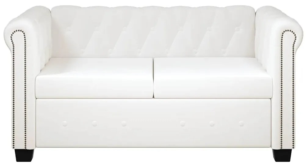vidaXL Καναπές Διθέσιος Chesterfield Λευκός από Συνθετικό Δέρμα