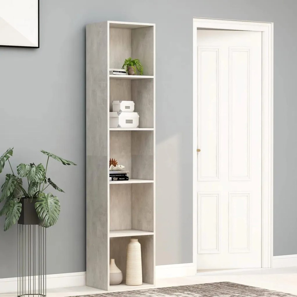 Βιβλιοθήκη Γκρι του Σκυροδέματος 40x30x189 εκ. από Επεξ. Ξύλο 800958