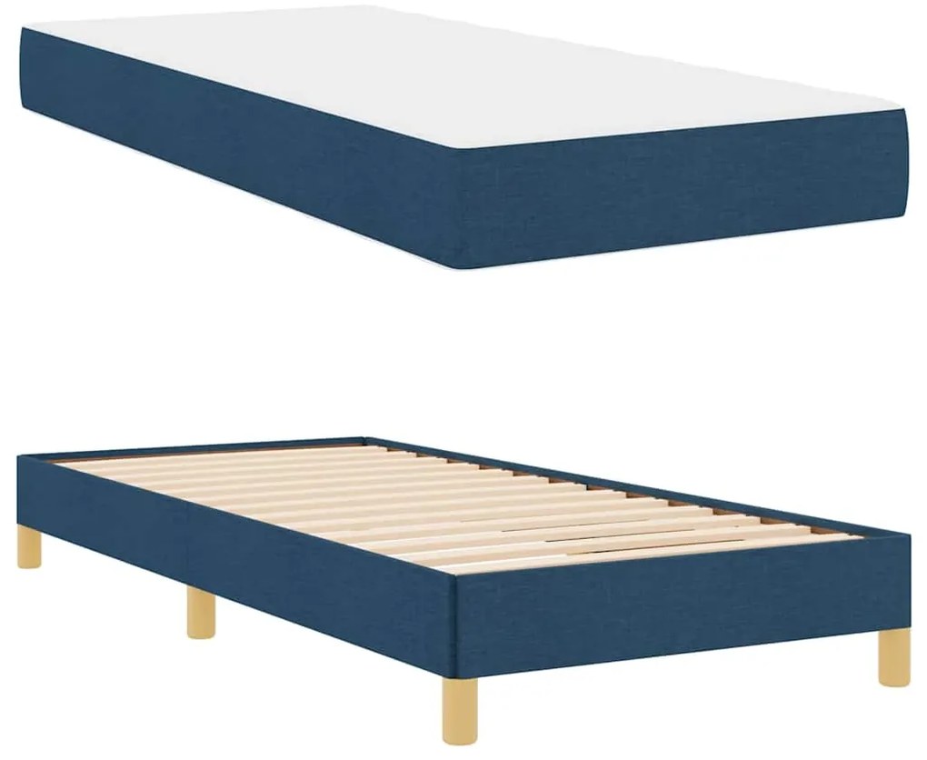 vidaXL Κρεβάτι με ελατήρια με στρώμα Μπλε 80 x 200 cm ύφασμα